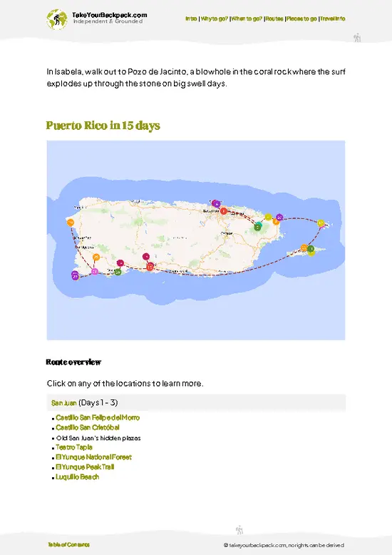example page 4 from our offline Travel Guide for Puerto Rico